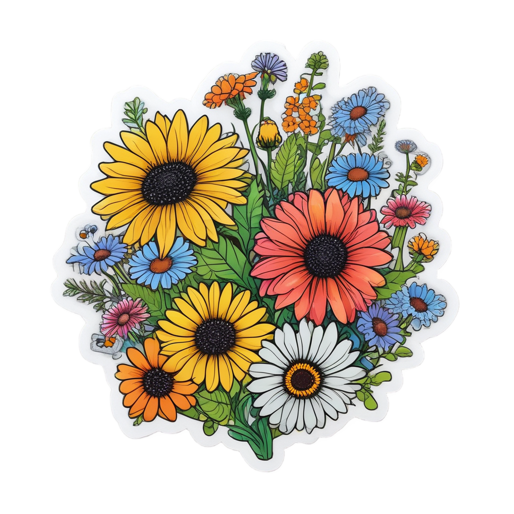 Loose Hand-Tied Meadow Mix — wildflowers stickers