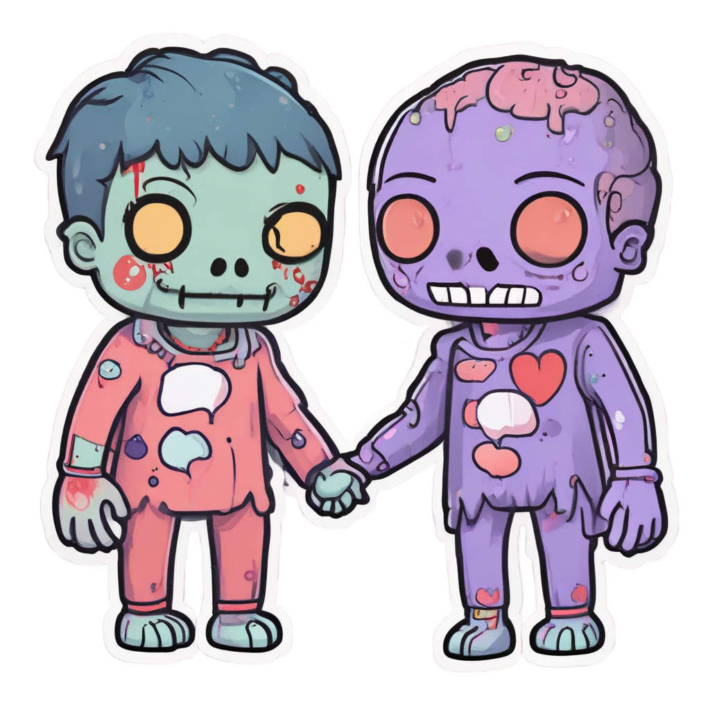 Loving Zombie Duo — horror stickers