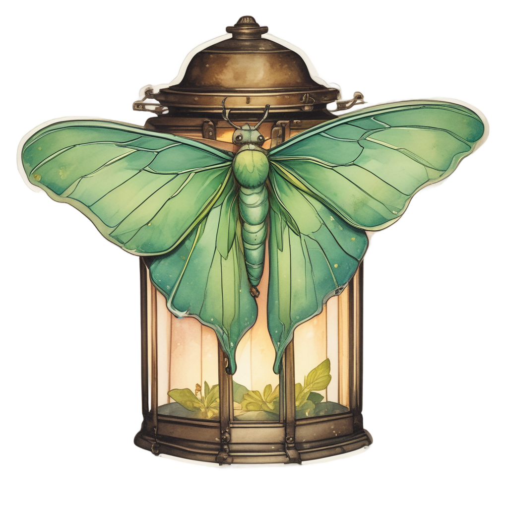 Luna Moth with Lantern — insects stickers