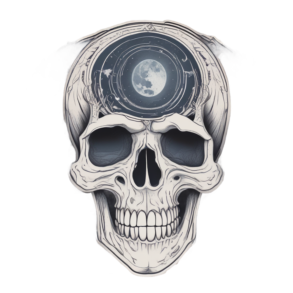 Lunar Crescent Skull Bloom — boho skull stickers