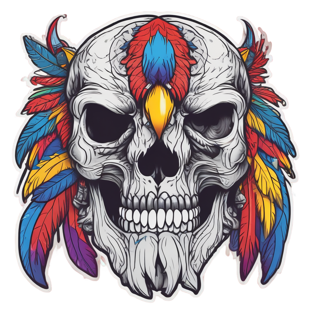 Macaw War Cry Skull — war-paint skull stickers