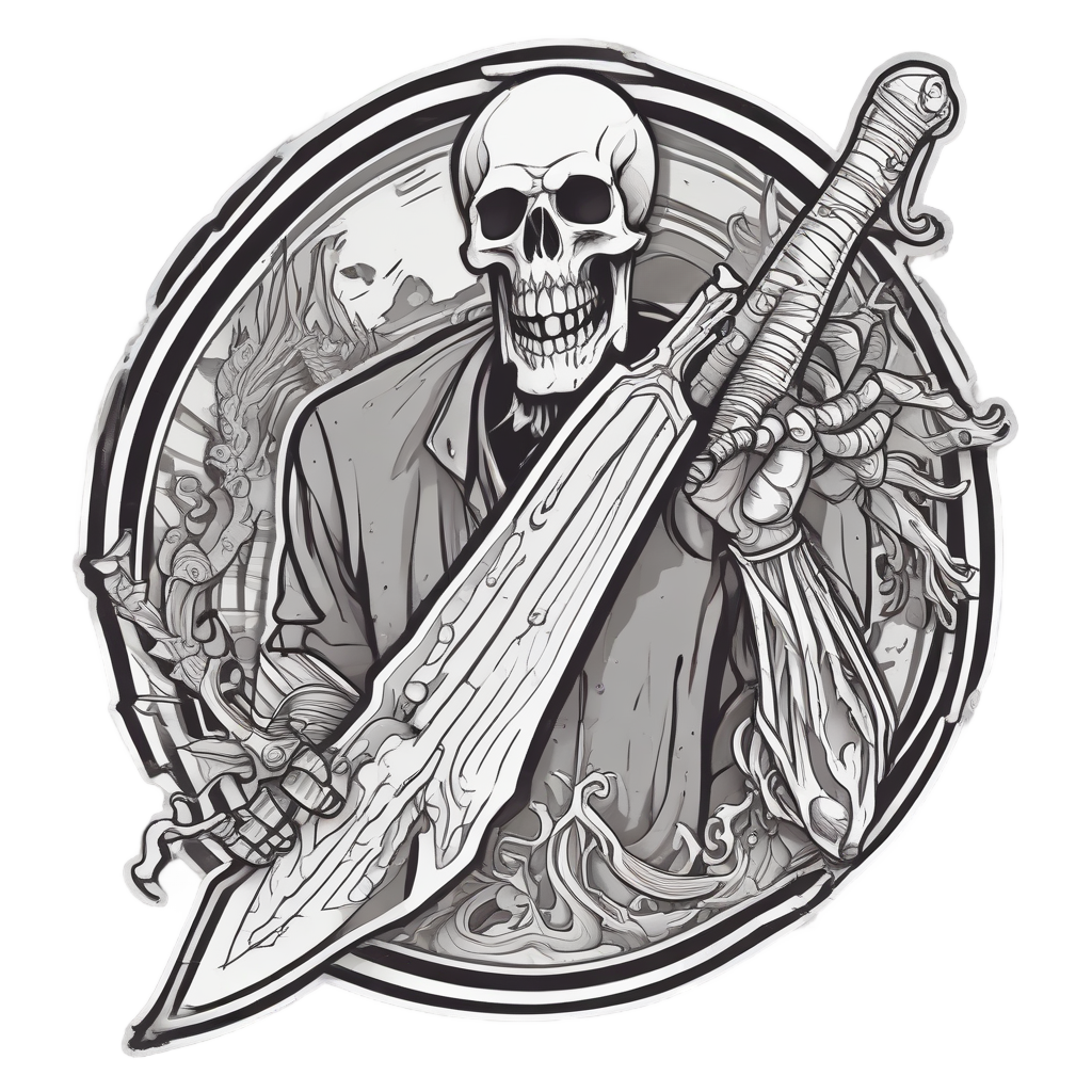 Machete Held by Skeleton — horror stickers