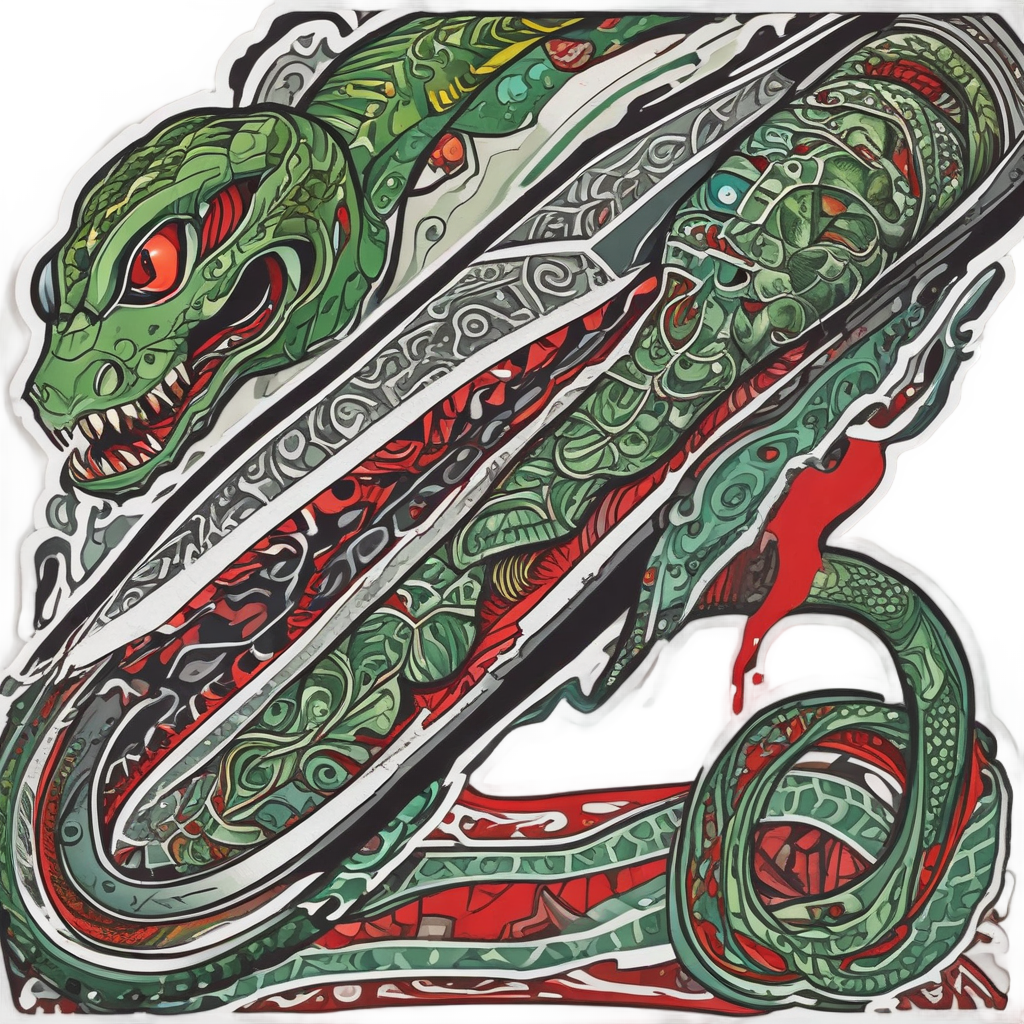 Machete with Snake — horror stickers