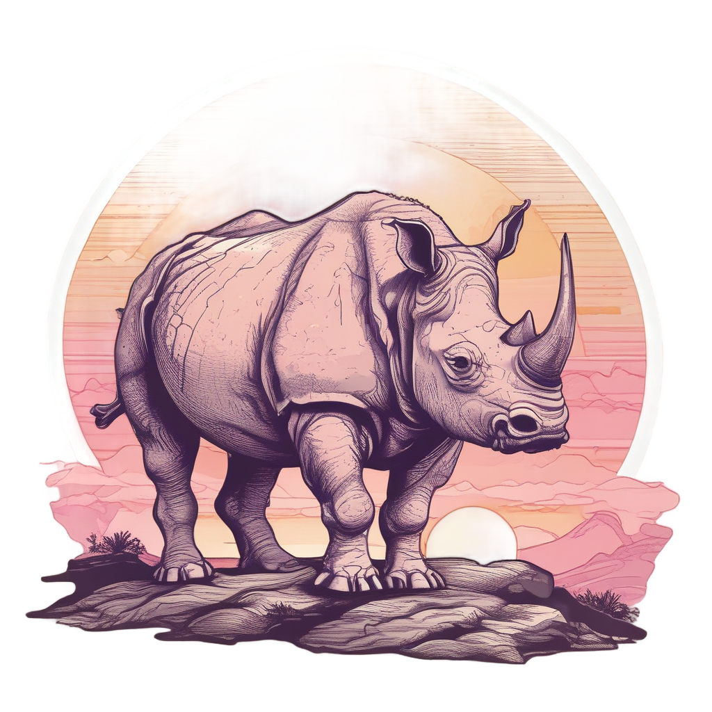 Majestic Rhino at Sunset — safari nursery stickers