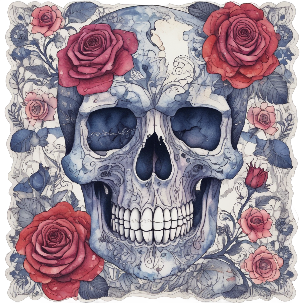 Marbled Rose Skull — geometric stickers