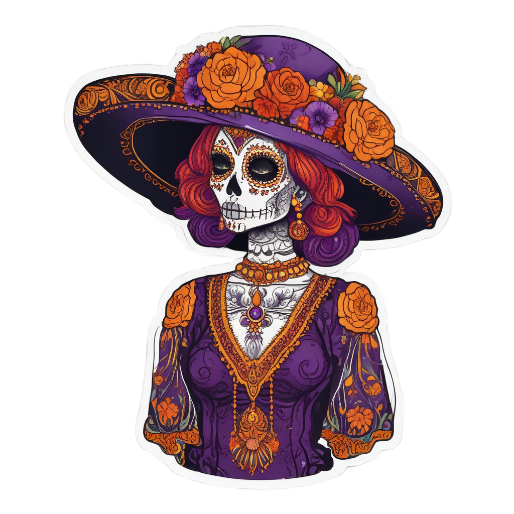 Marigold Calavera Catrina — sugar skull stickers