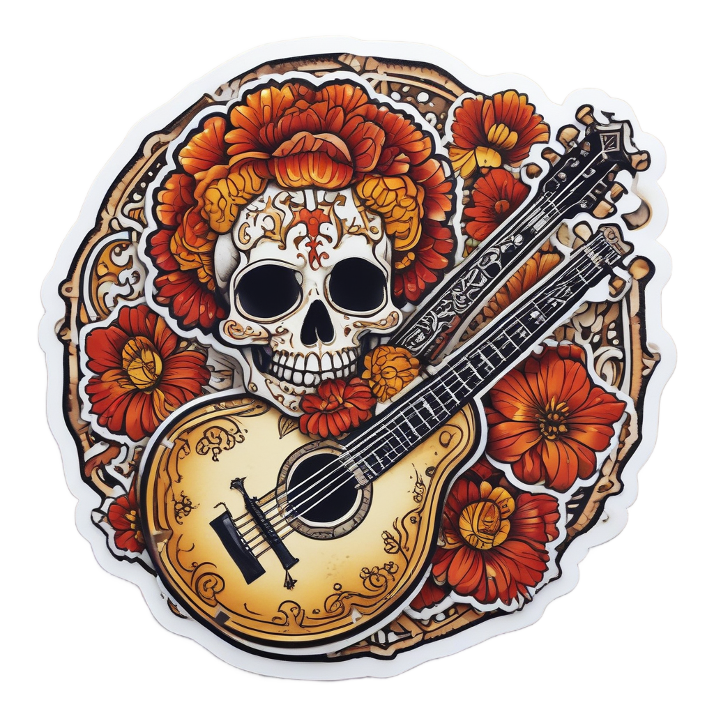 Marigold Calavera with Guitar — music stickers