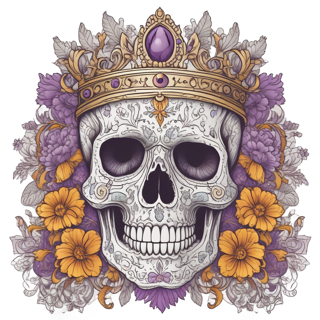 Marigold Crown Calavera — sugar skull stickers