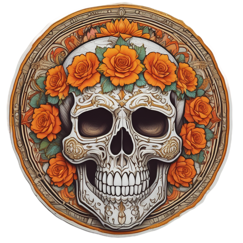 Marigold Sunset Calavera — sugar skull stickers