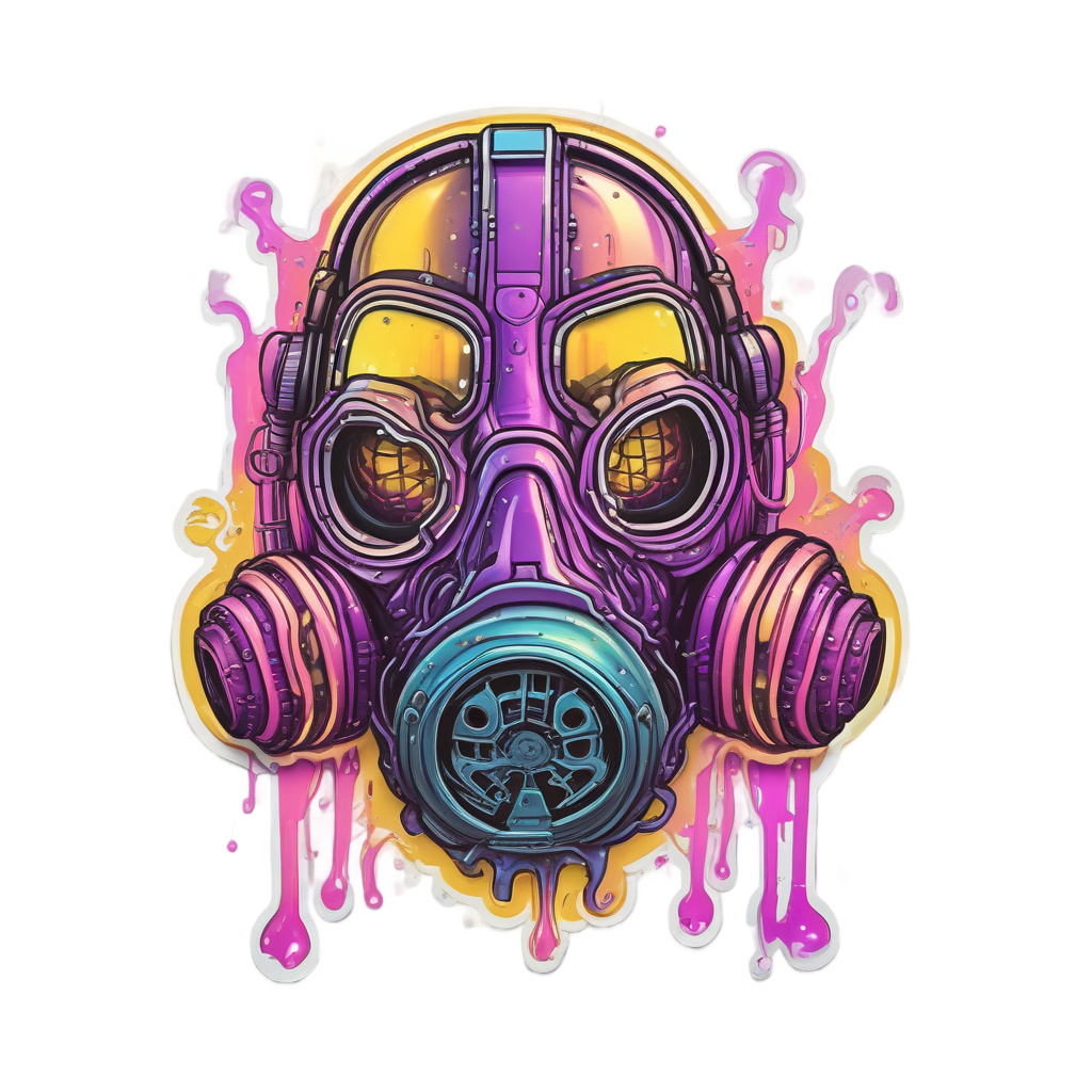 Mask with Neon Drip — gas mask stickers