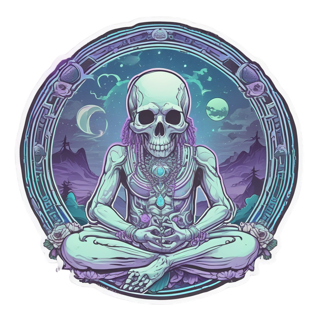 Meditative Moon Skull — boho skull stickers