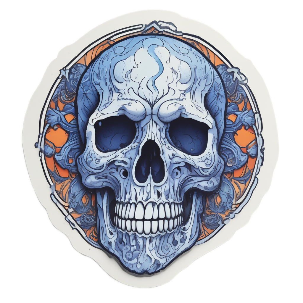 Melancholic Flames of Memory — flaming skull stickers