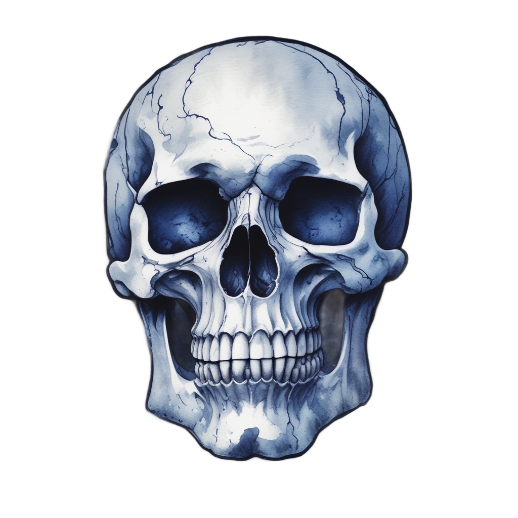 Melancholy Moon Skull — minimal skull stickers