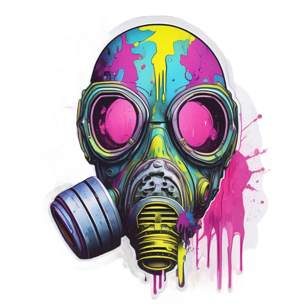Melted Neon Gas Mask — gas mask stickers