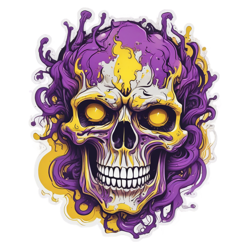 Melting Wrench Skull — biker & chrome skull stickers