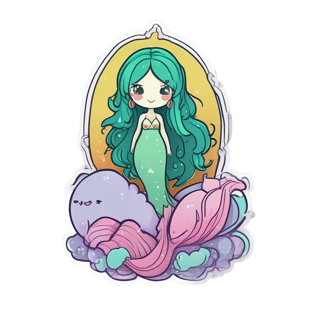 Mermaid Avocado Underwater — cute food stickers