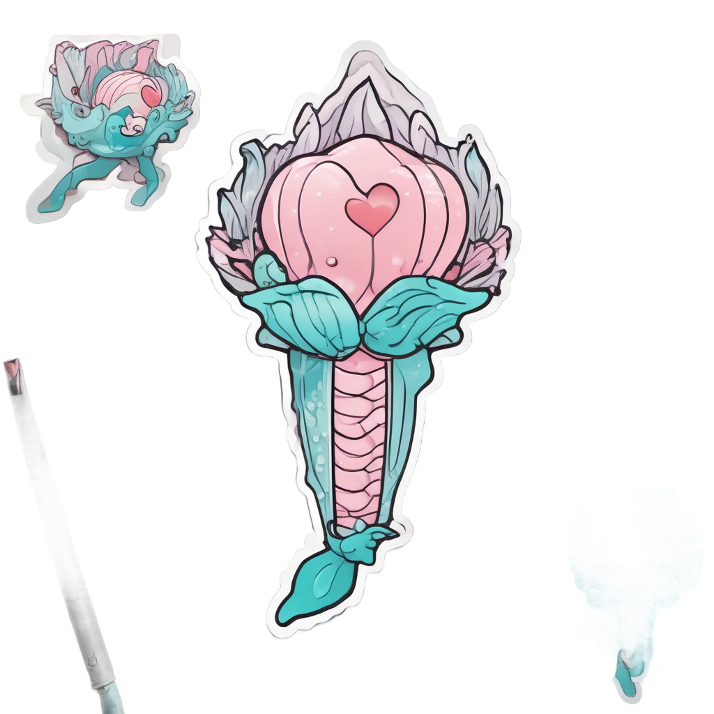 Mermaid pearl dagger sticker on white
