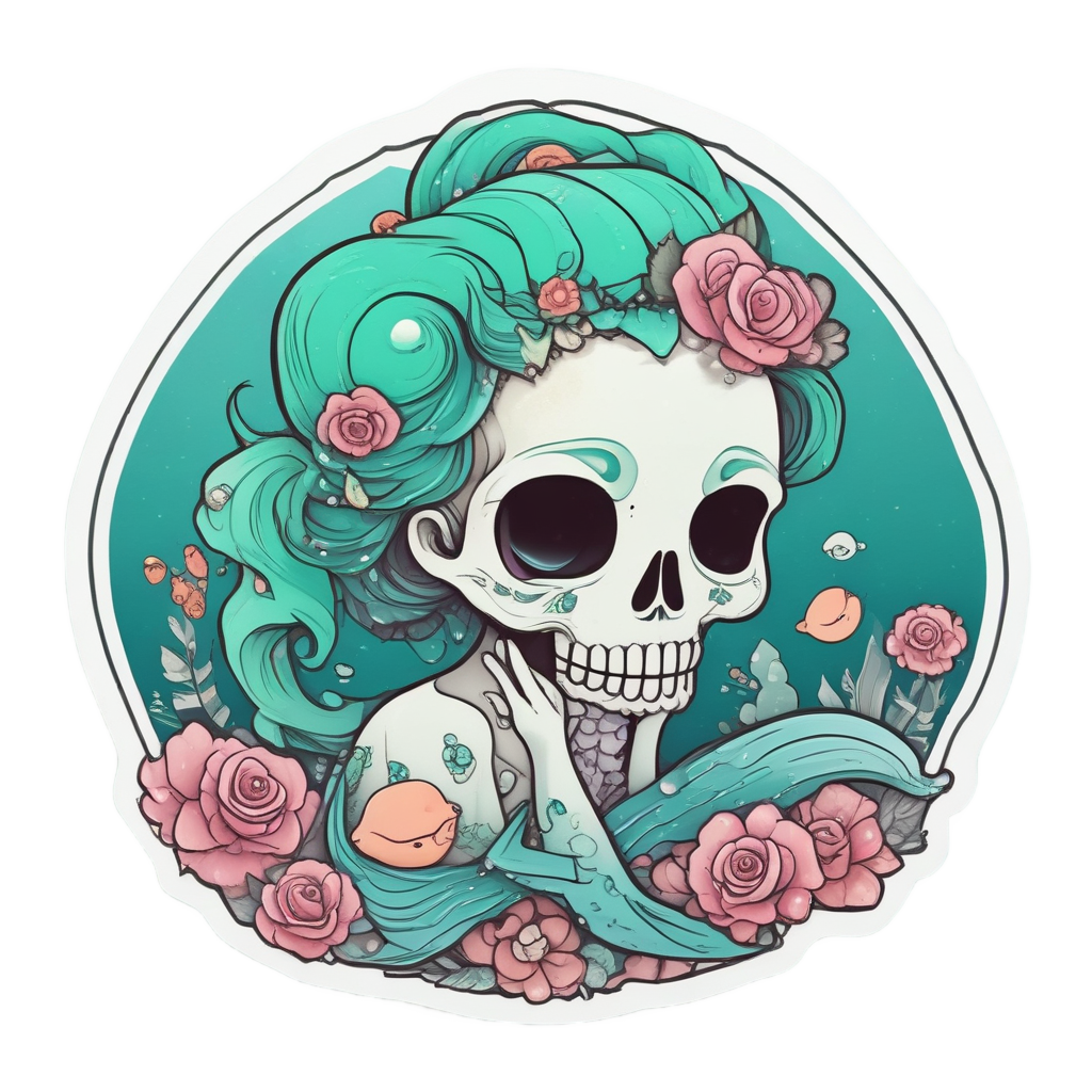 Mermaid Rose Skull — ocean stickers