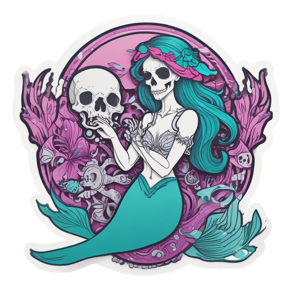 Mermaid Tempting Skull — ocean stickers