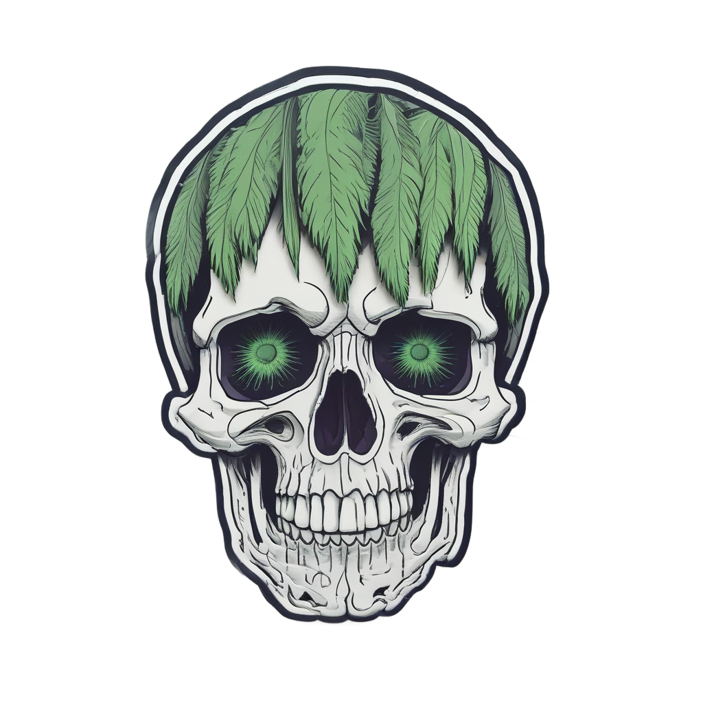 Midnight Pampas Skull — boho skull stickers