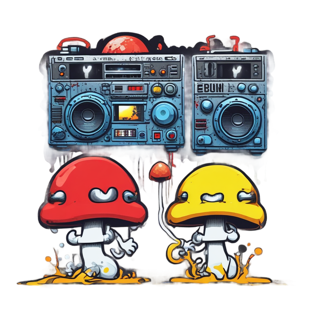Midnight Riot Spores — cottagecore mushrooms stickers