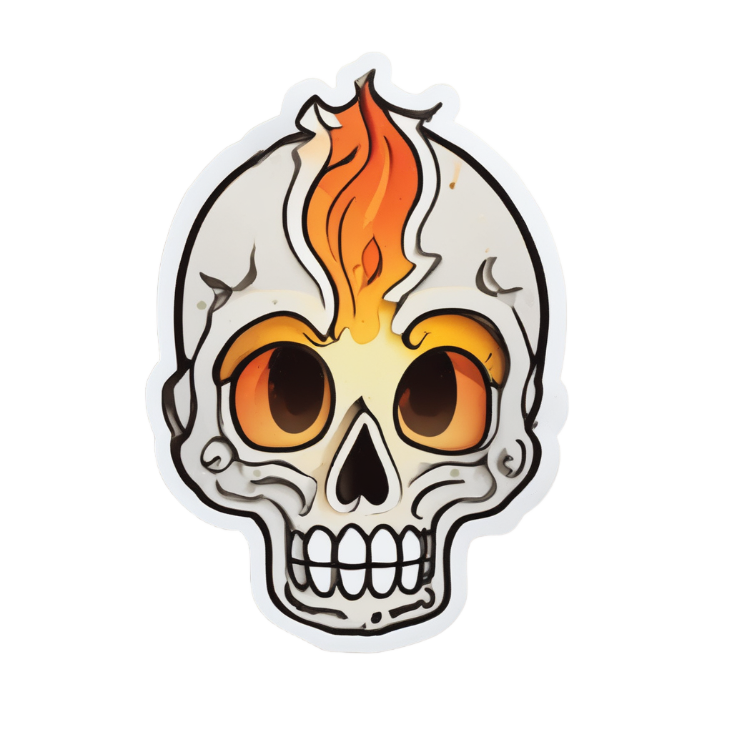 Mini Fire Skull Keychain — flaming skull stickers