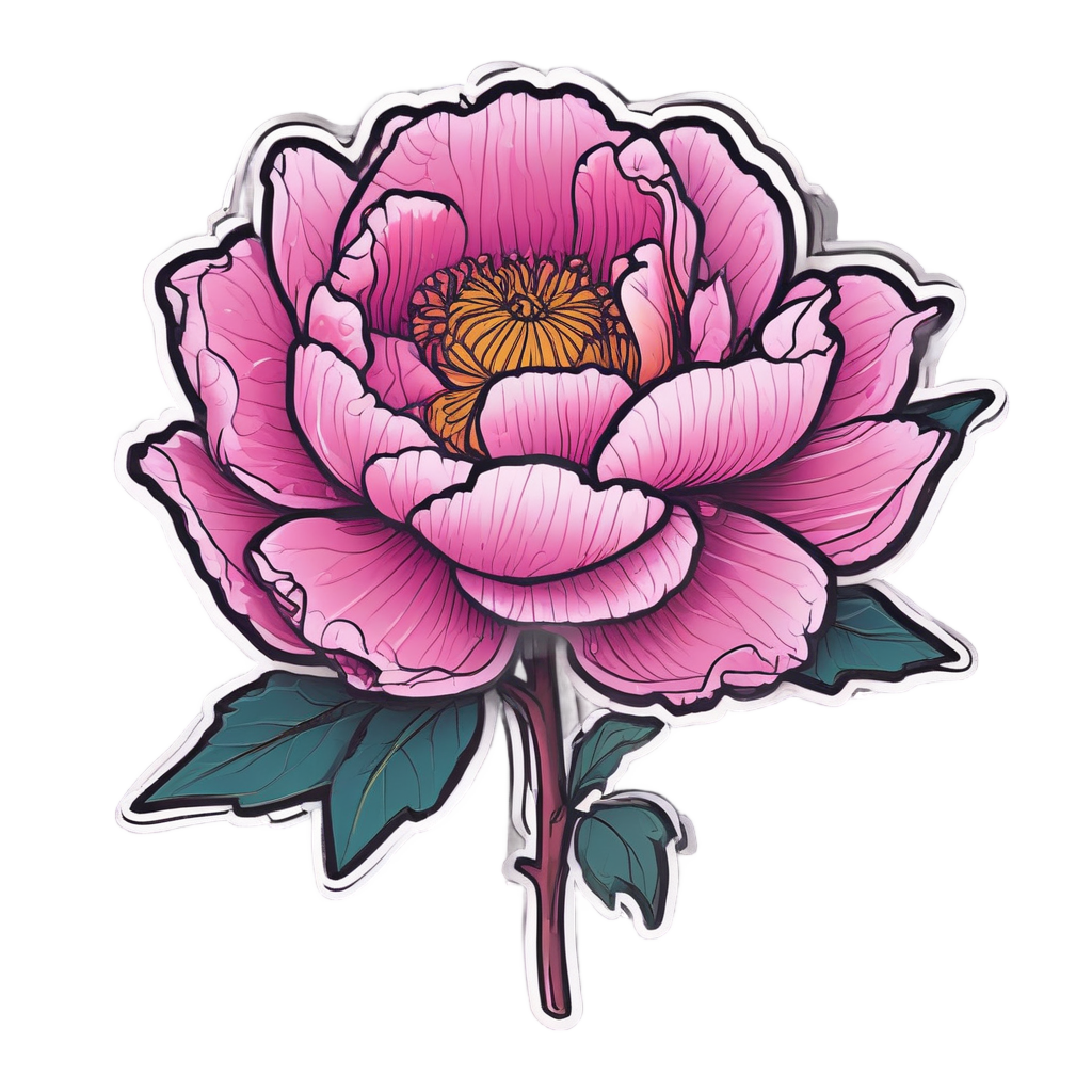 Minimal Neon Peony — bouquets stickers