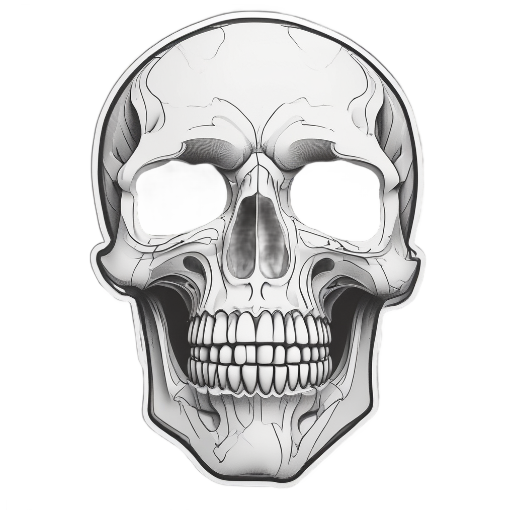 Minimalist Chain Skull — blackwork skull stickers