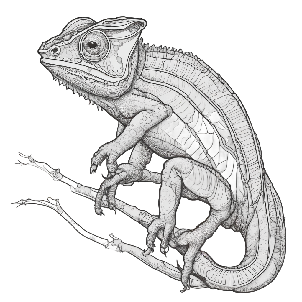 Minimalist Line Chameleon — reptiles stickers