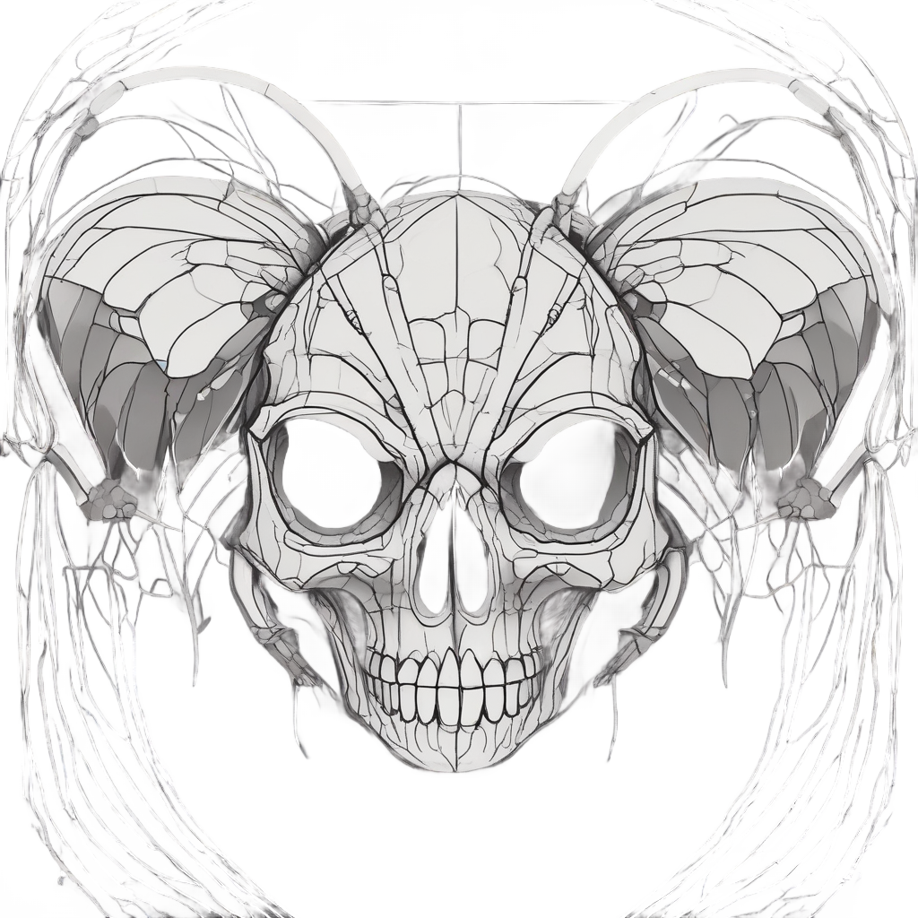 Minimalist Neon Moth Skull — minimal skull stickers