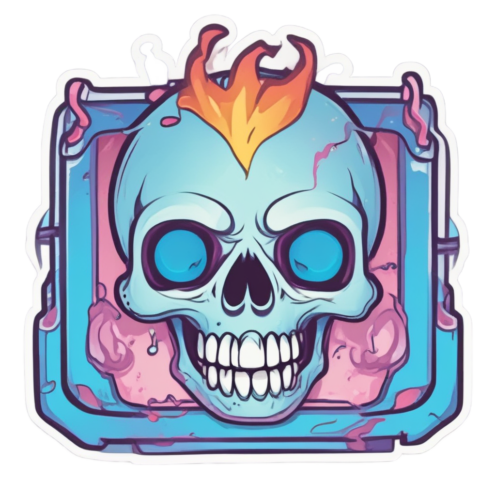 Mirror Selfie Skull — flaming skull stickers
