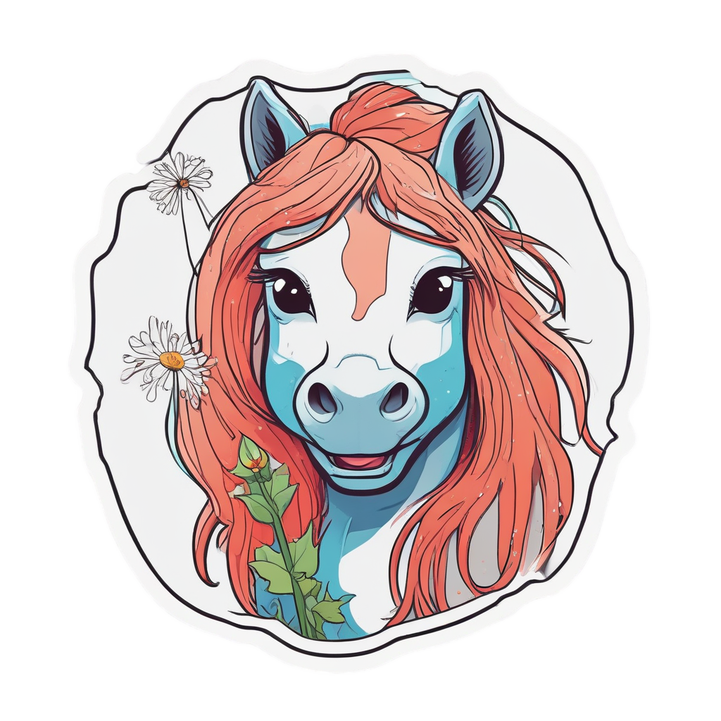Mischief Pony with Dandelion — horses stickers