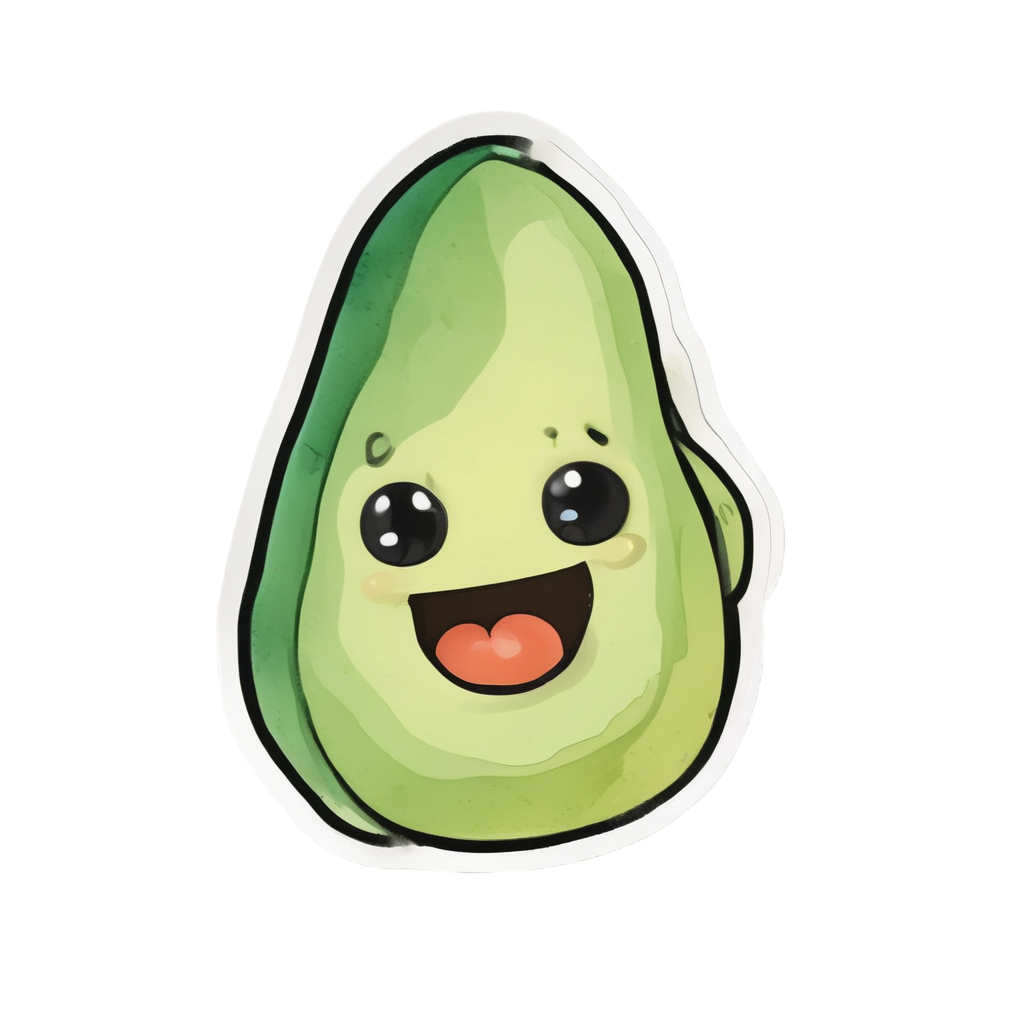 Mochi Avocado Smile — pastel blobs stickers