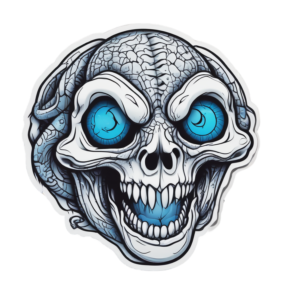 Mocking Skull Grin — line-art skull stickers