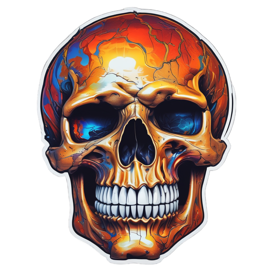 Molten Chrome Skull — flaming skull stickers