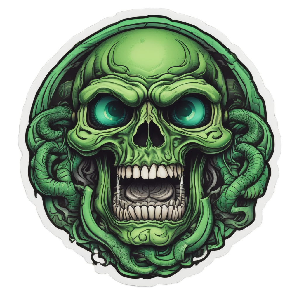 Molten Serpent Skull — flaming skull stickers