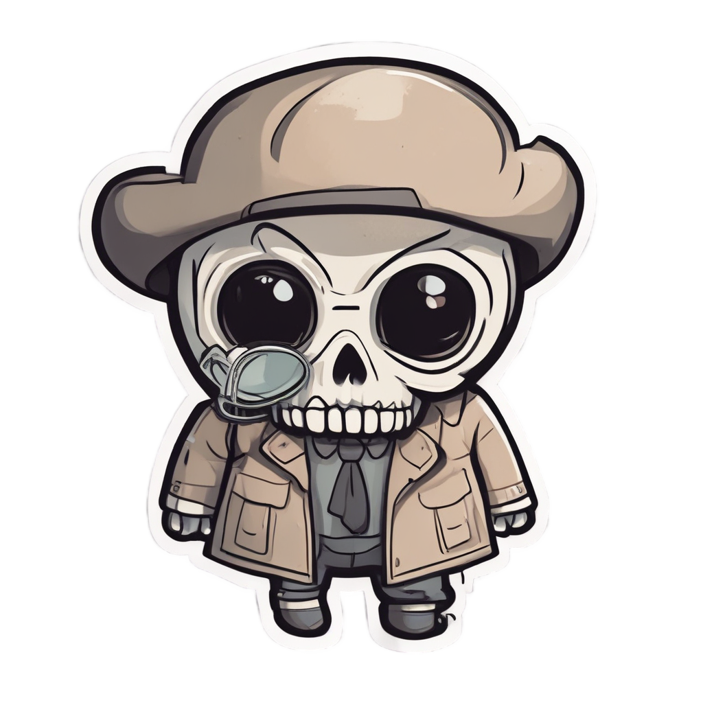 Mono Skull Detective — minimal skull stickers