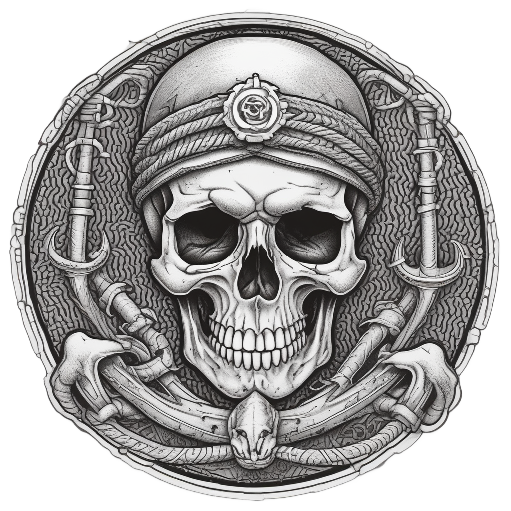 Mono Skull with Anchor — minimal skull stickers