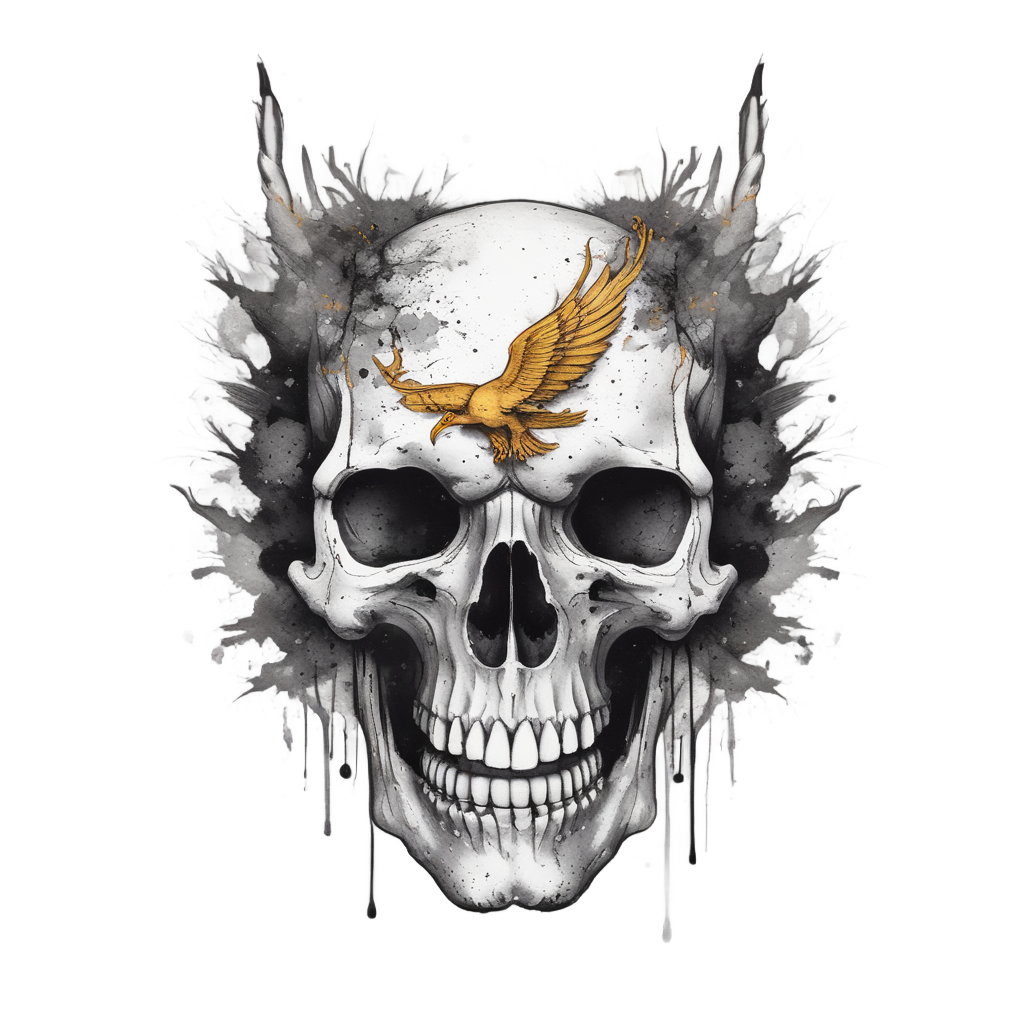 Monochrome Ash Rebirth — flaming skull stickers