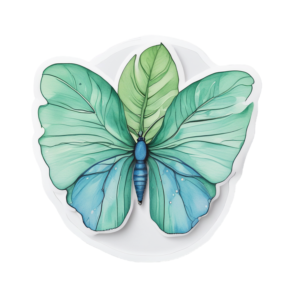 Monstera with Butterfly Friend — houseplants stickers