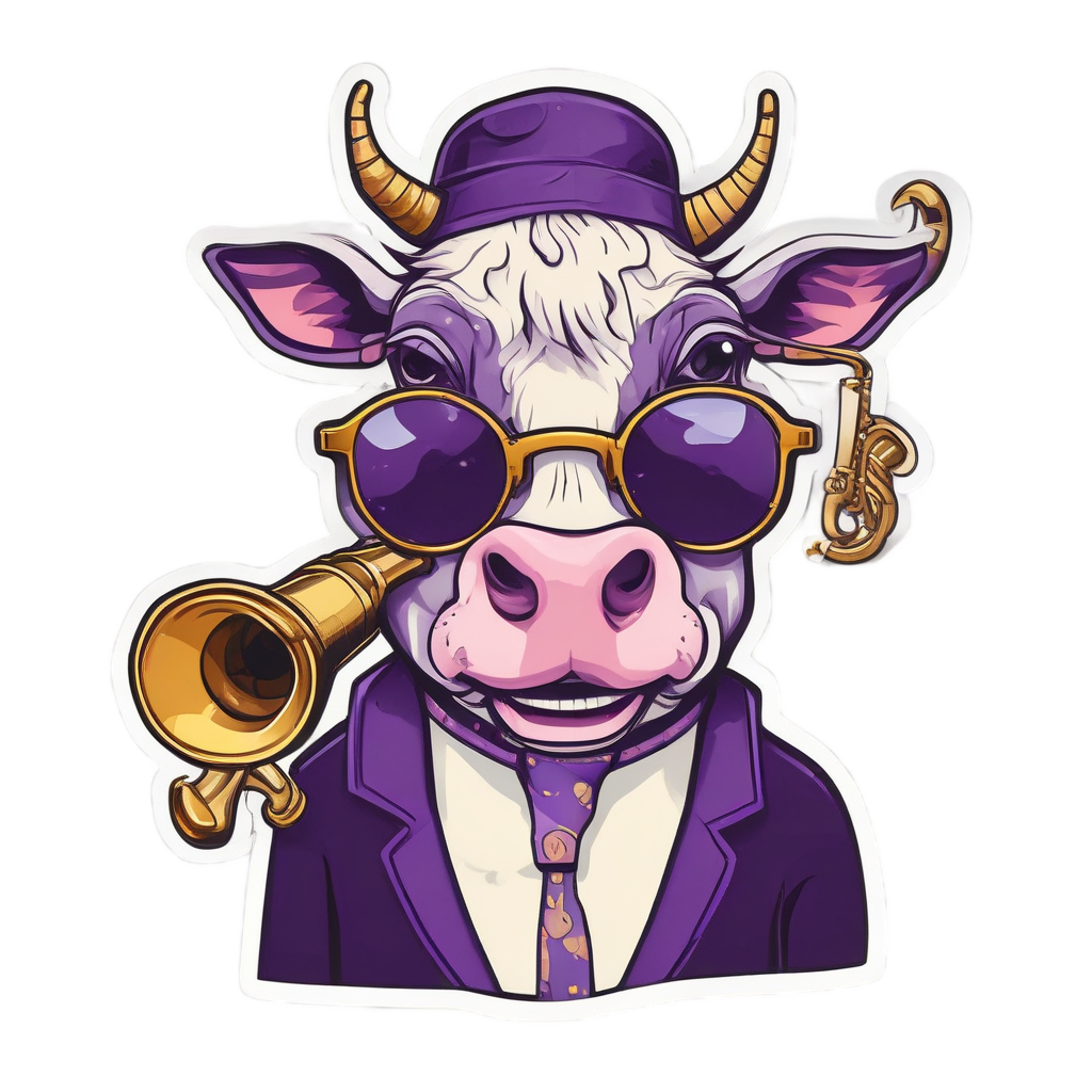 Moo-sician with Saxophone — music stickers
