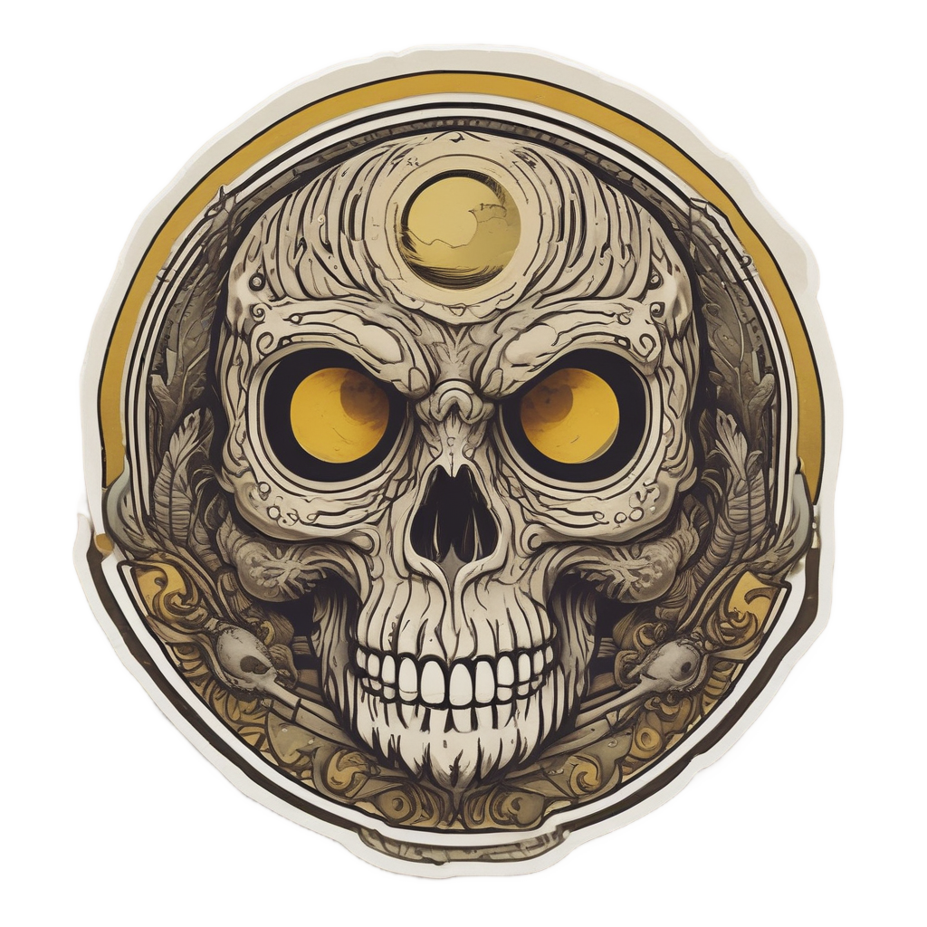 Moon Owl Skull — mystical skull stickers