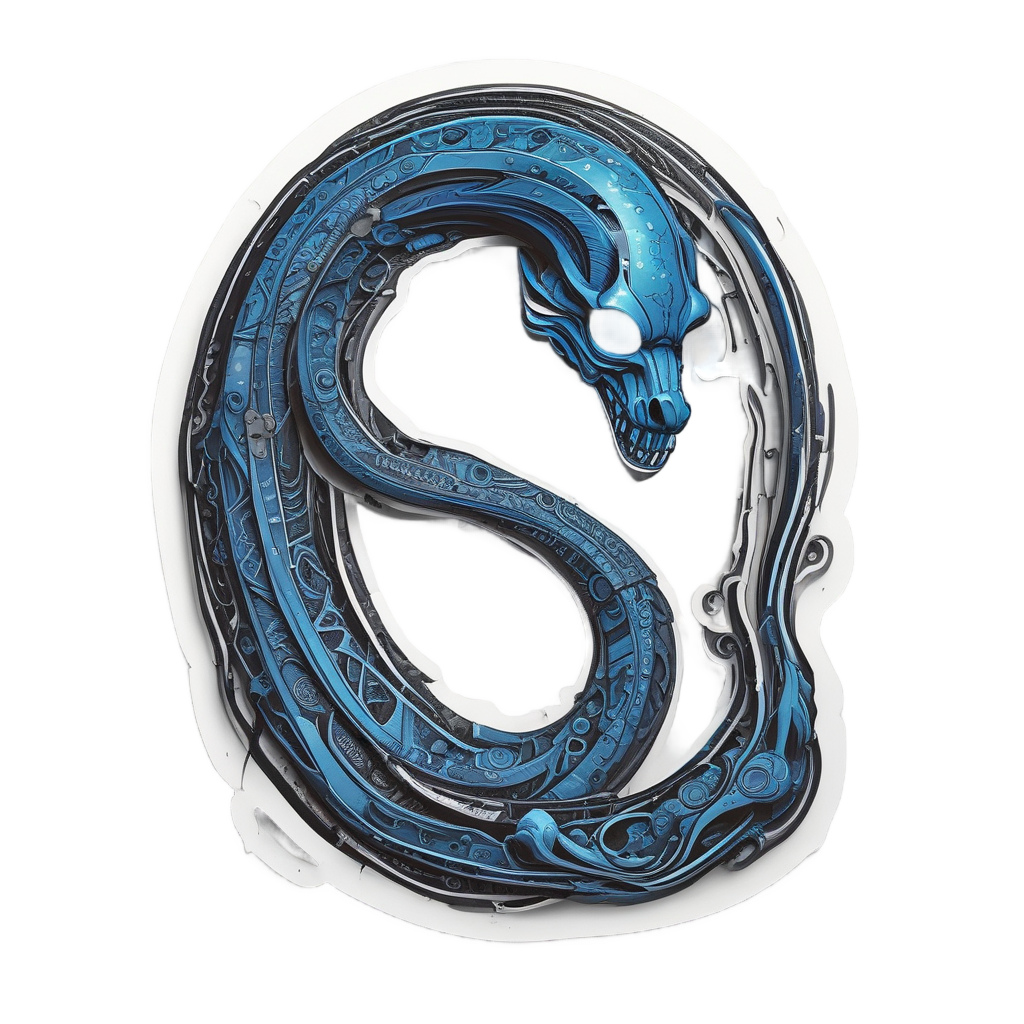 Moon Snake Skeleton Weave — mystical skull stickers