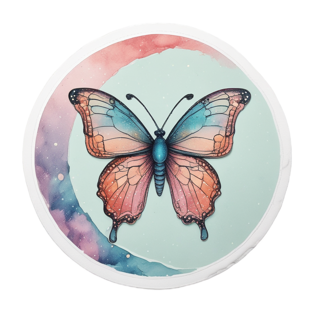 Moon with Butterfly Wings — moon stickers