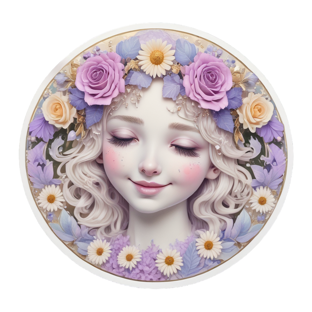 Moon with Flower Crown — celestial stickers