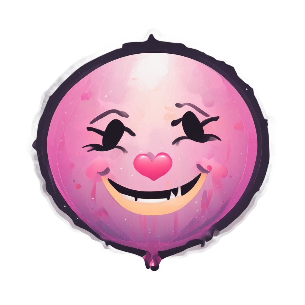 Moon with Neon Heart Balloon — moon stickers