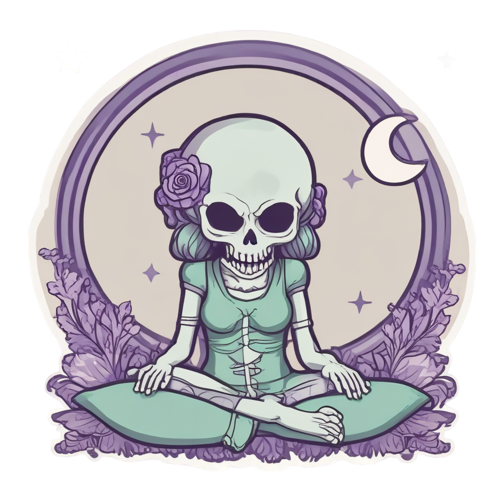 Moon Yoga Skull — mystical skull stickers