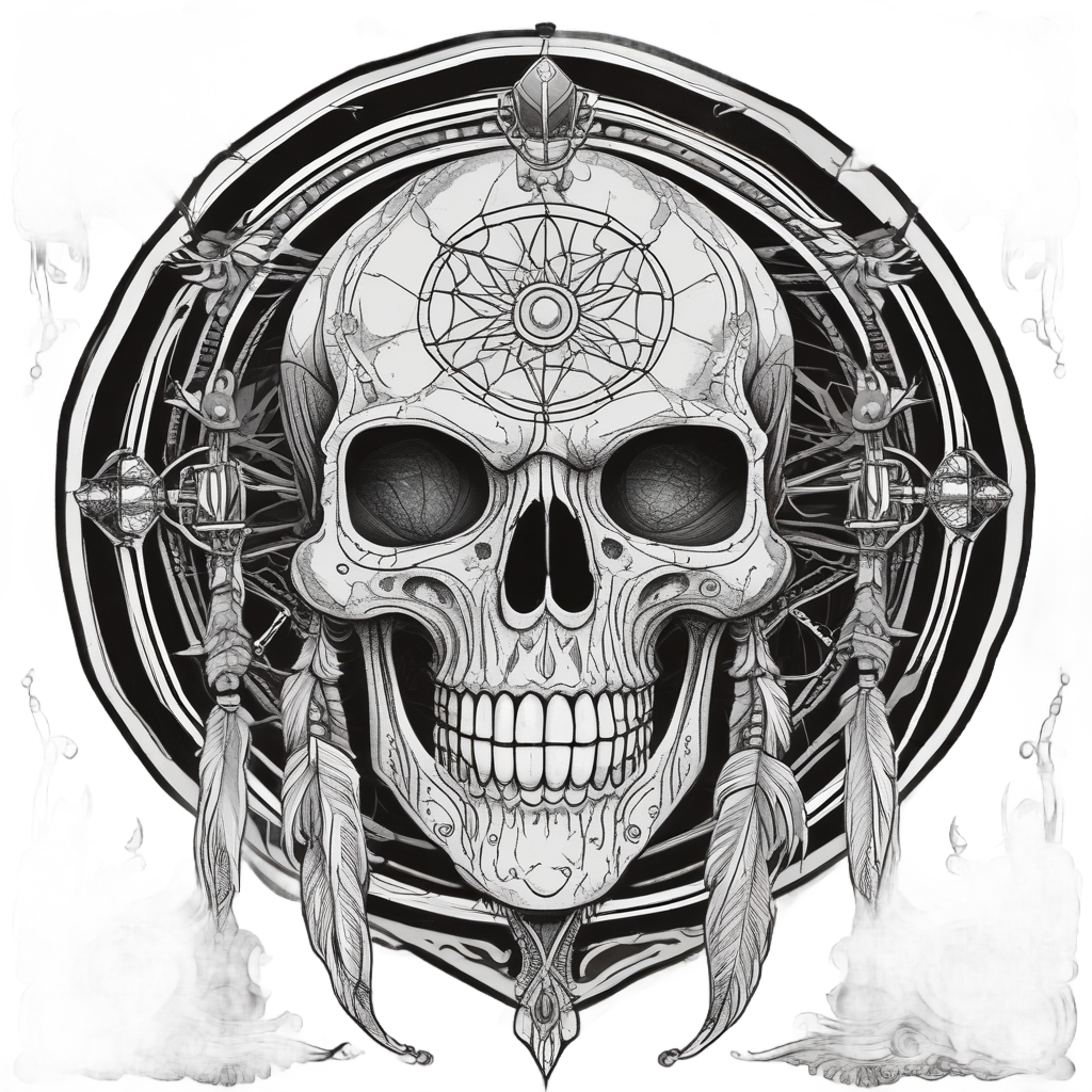 Moonlit Cranial Dreamweaver — boho skull stickers