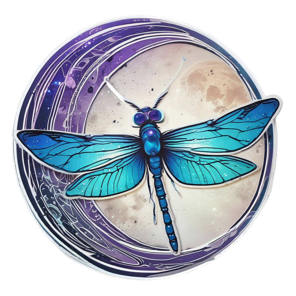 Moonlit Dragonfly Dance — insects stickers