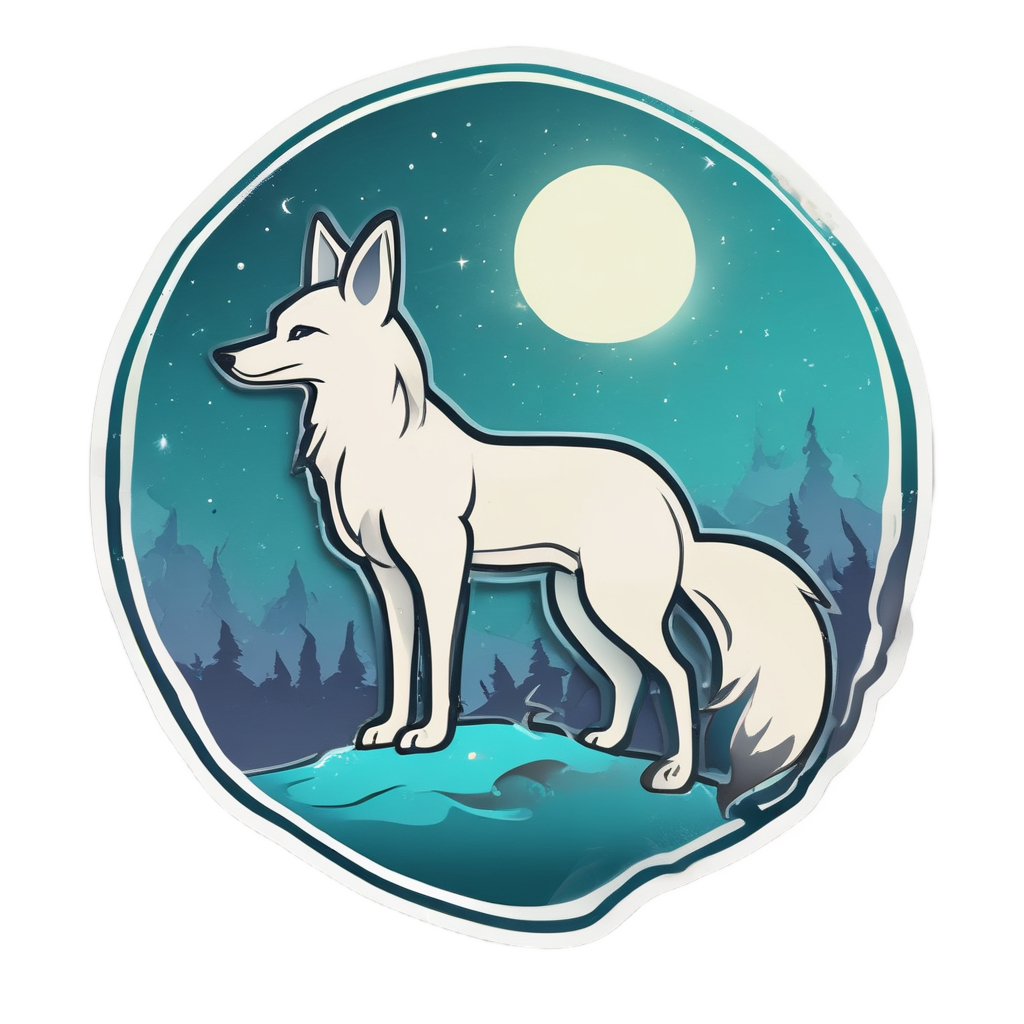 Moonlit Fox Howl — moon stickers